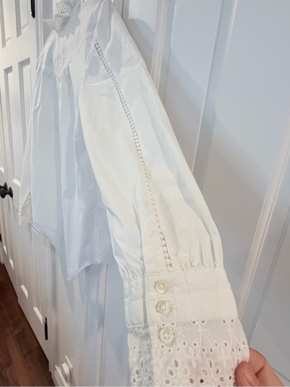 Sundance White Pintuck Lace Peasant Blouse 100% Cotton BOHO Romantic SZ Small - Picture 10 of 13